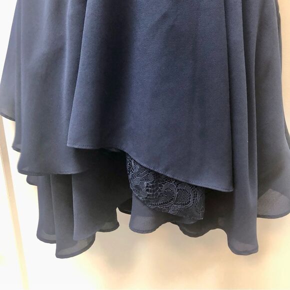 BCBG Generation navy blue layered lace back cocktail dress woman’s size 2 - Picture 9 of 11